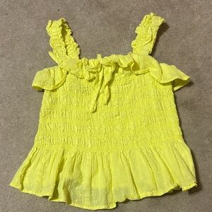 Yellow Ruffled Sleeveless Top